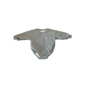 Heather Gray Winnie + Crew Quilted Long Sleeved Infant Onesie